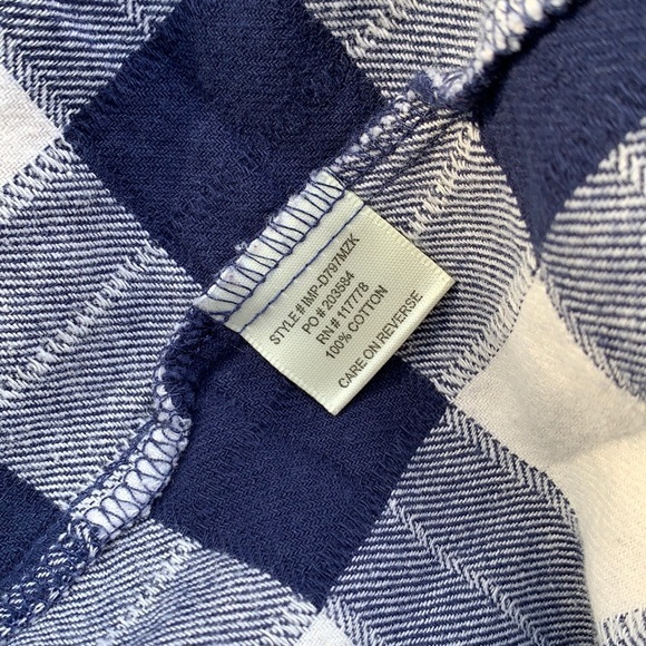 LOVE STITCH Flannel Pearl Button Down Blue Shirt - Picture 4 of 5